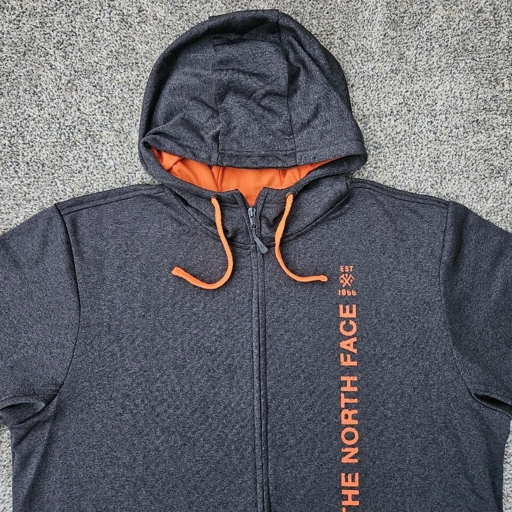 North Face Men’s Zip Up Sweatshirt Size XL Full Zip Hoodie Jacket Gray Orange